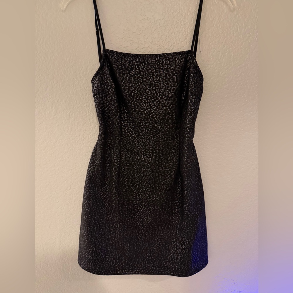 Carbon Strapless Black Leopard Dress